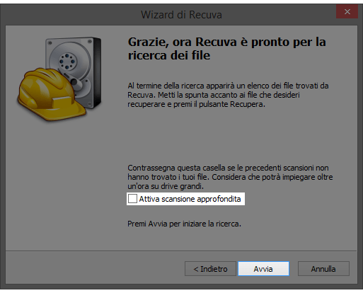 Recuva scansione profonda