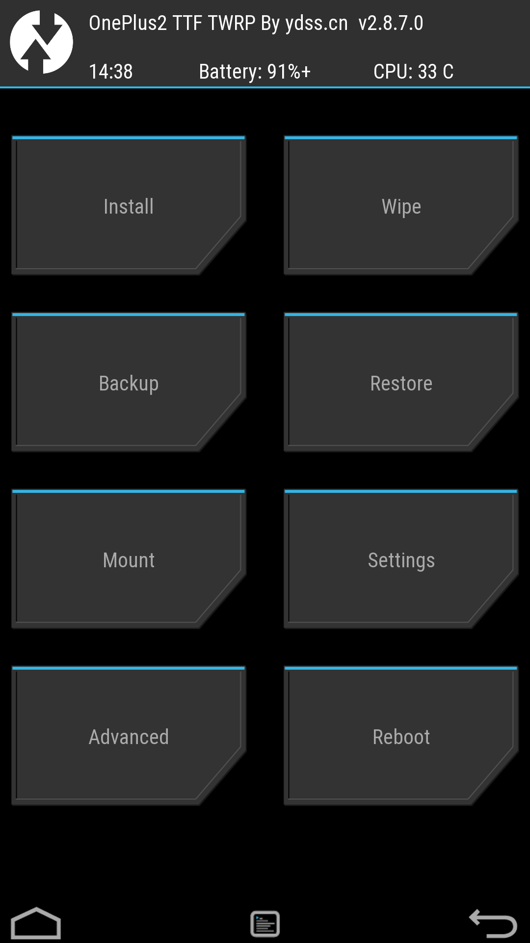 TWRP Recovery Menù