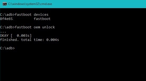 fastboot oem unlock