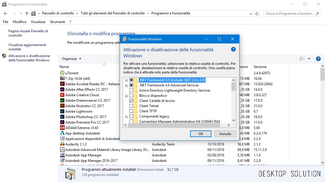 [Guida] Abilitare o Disabilitare le funzionalità di [Windows 10] Desktop Solution